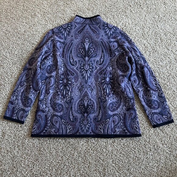 Pendleton Womens Plus 1X Purple Paisley Full-Zip Jacket Merino Wool Long Sleeve - Picture 6 of 10